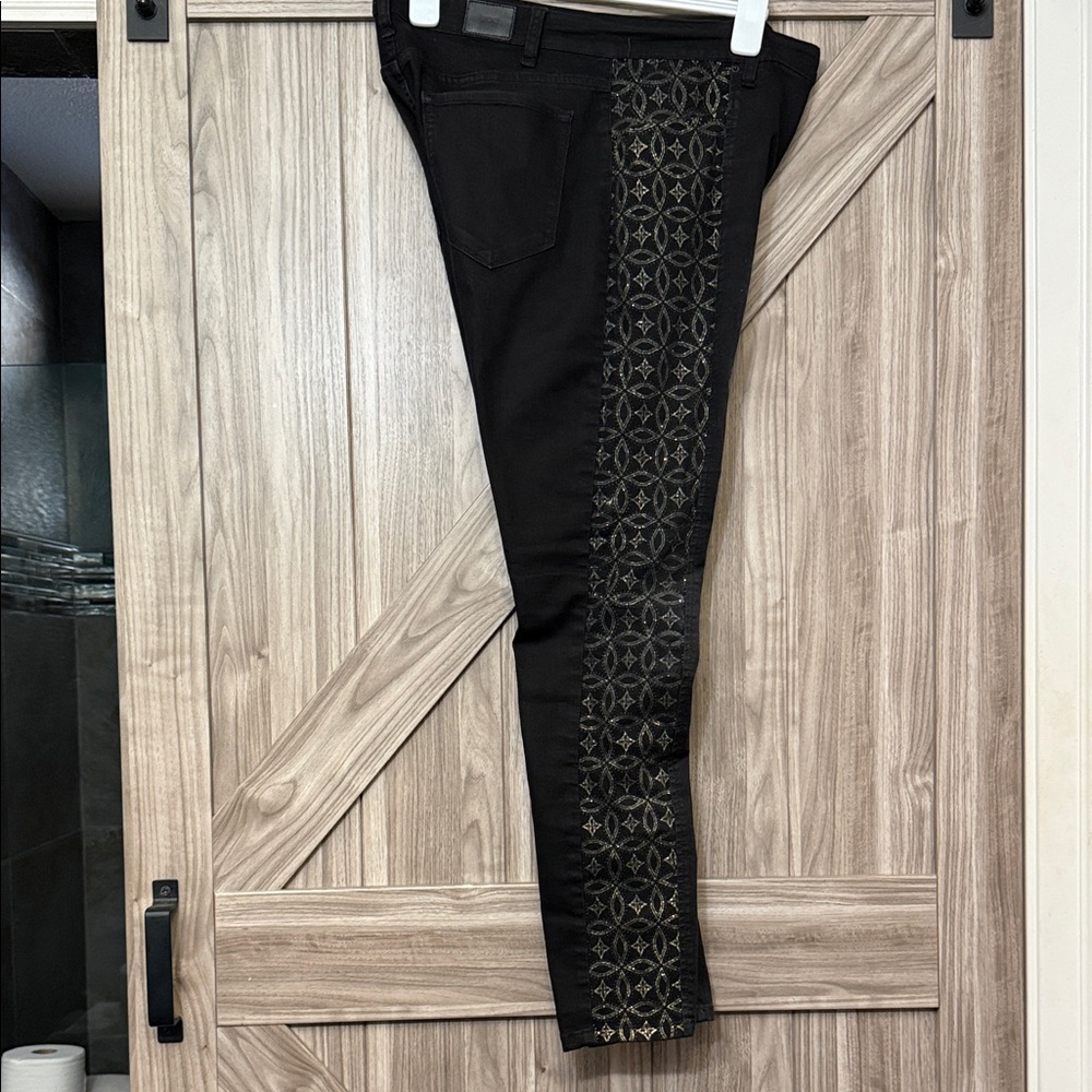 BDG Black Skinny Jeans with Gold Embroidery